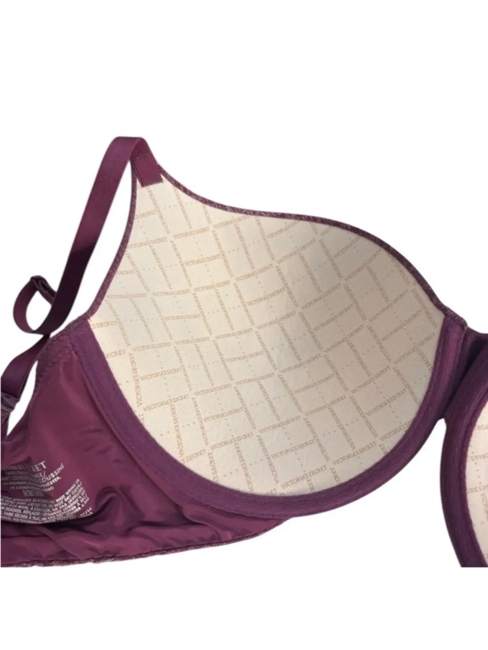 Victoria's Secret Burgundy Wine Padded Perfect Coverage underwire bra 34DD - Picture 10 of 13